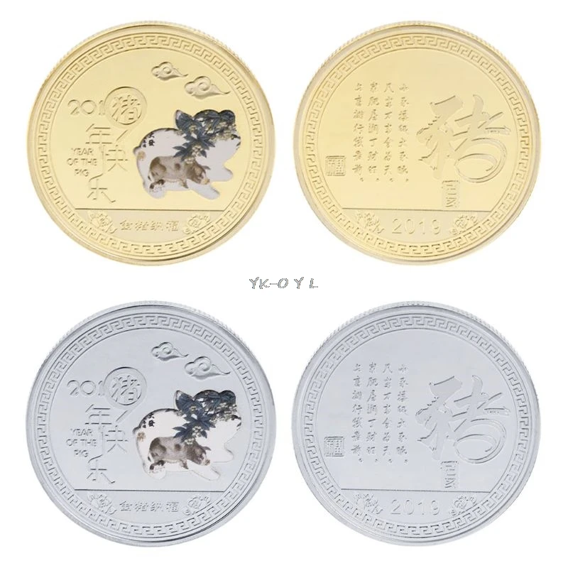 The year of the pig silver chinese zodiac 2019 anniversary coins souvenir coinRI