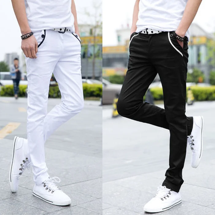 

2019 summer thin section pure color leisure trousers men straight elastic cultivate one's morality leisure breathable long pants