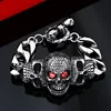 Beier 316L pulsera de acero inoxidable ojos rojos pulsera de calavera de piedra para hombre punk bicicleta tallada patrón de alta calidad regalo LLBC8-021R ► Foto 1/4