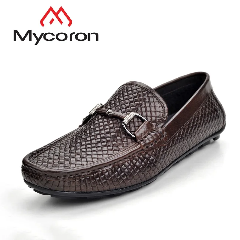 

Mycoron Men'S Luxury Fashion Summer Casual Loafers Shoes Embossed Pattern Leather Shoes A Pedal Lazy Soft Bottom Driving Shoes
