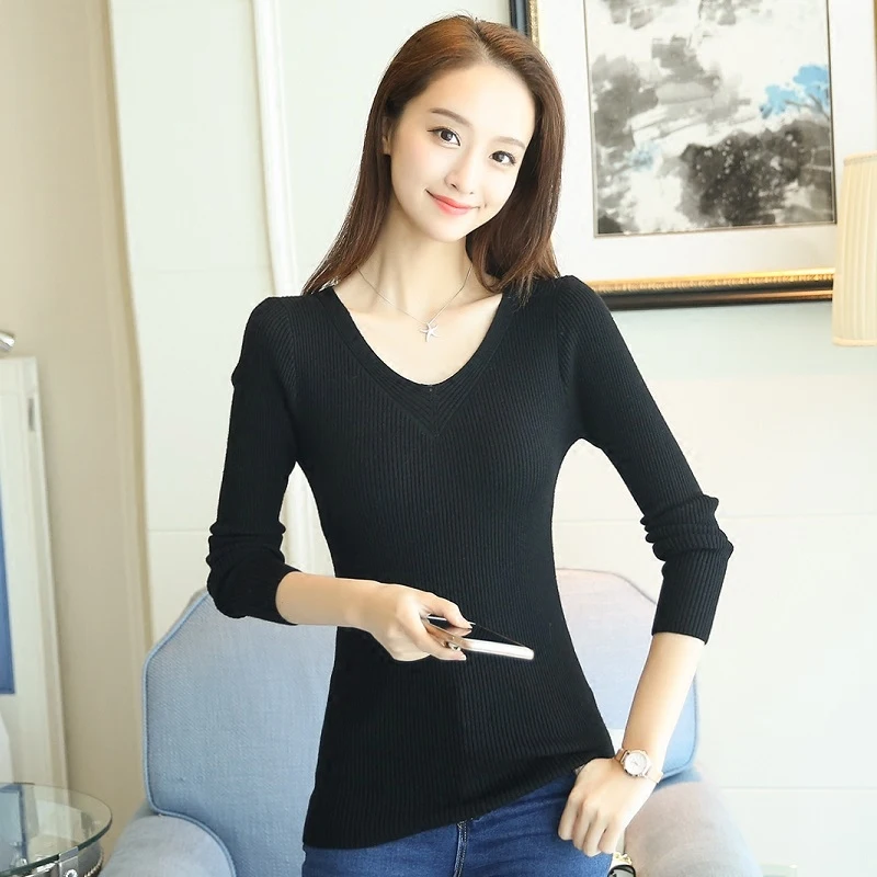OHCLOTHING 2019 جديد أزياء الخريف سترة طوق الإناث بأكمام طويلة V ضئيلة ضئيلة قميص كم رئيس تمتد سترة معطف