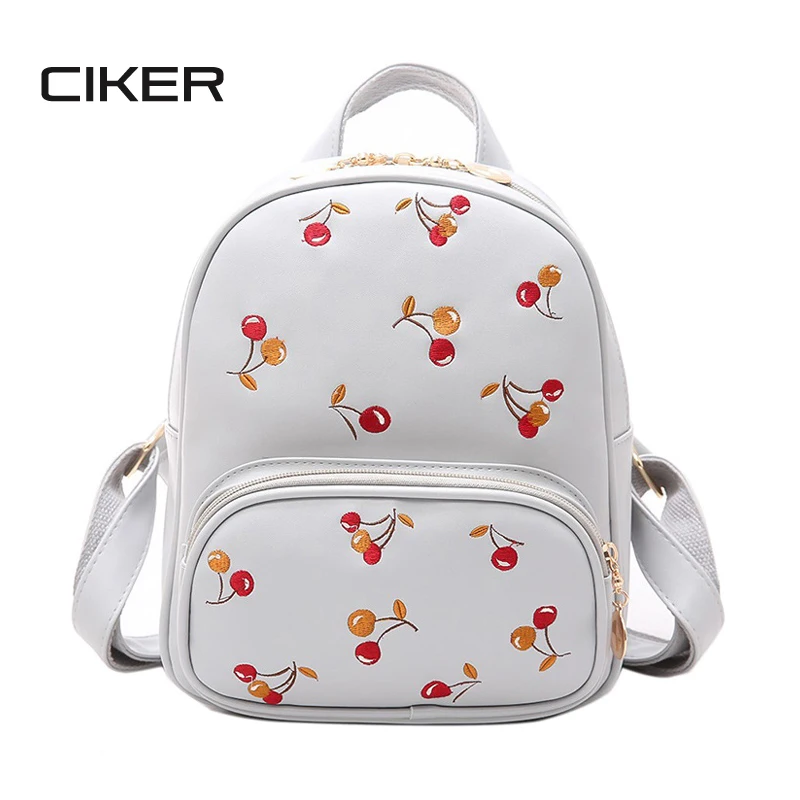 CIKER Cherry Women Backpack High Quality PU Leather Backpack Mochila Escolar School Bags For Teenagers Girls