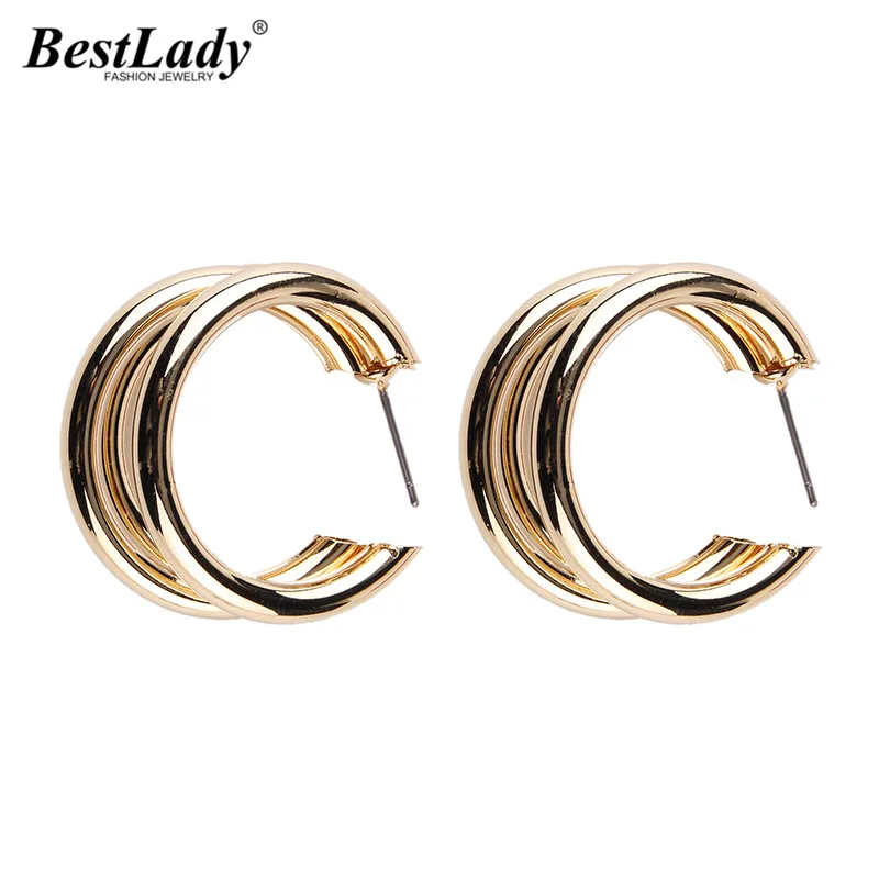 Женские металлические серьги гвоздики Best lady позолоченные и серебряные в стиле K