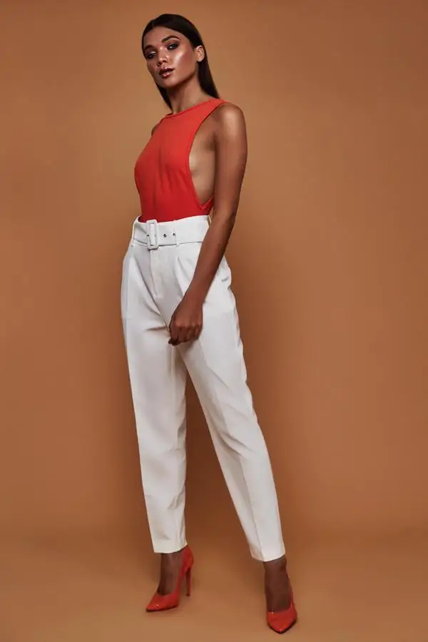 

Fashion Women High Waist Drawstring Elastic Regular Drawstring Long Pants Belt Harem Casual Trousers