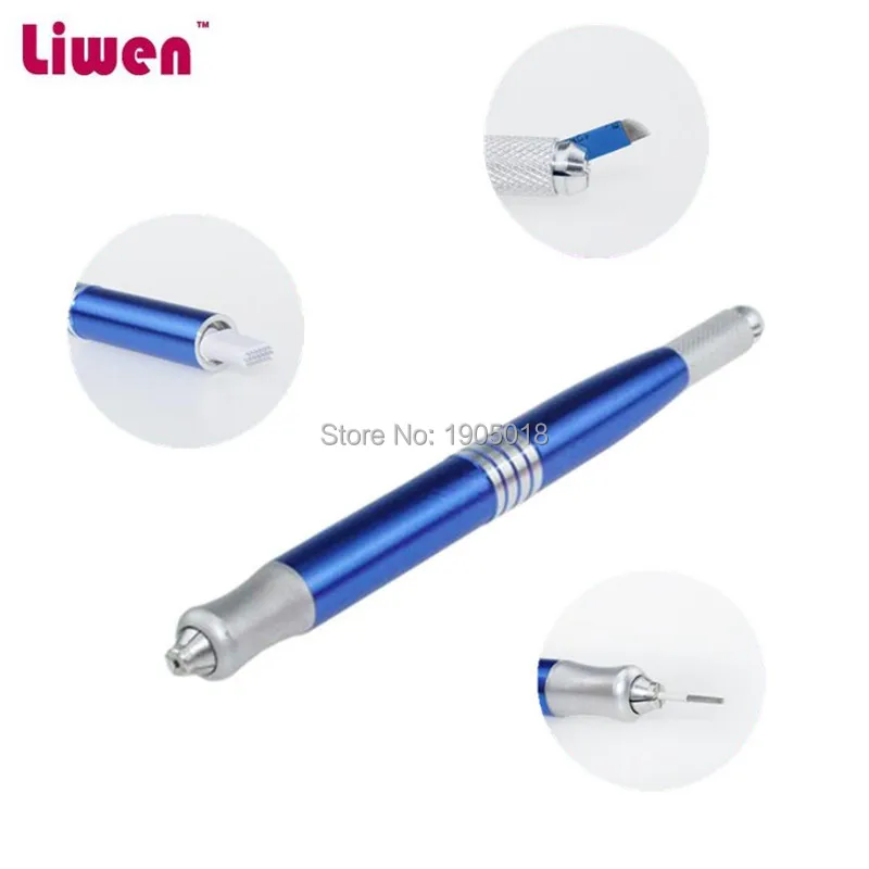 New arrival 10pcs blue permanent eyebrow tattoo manual pen doubld head