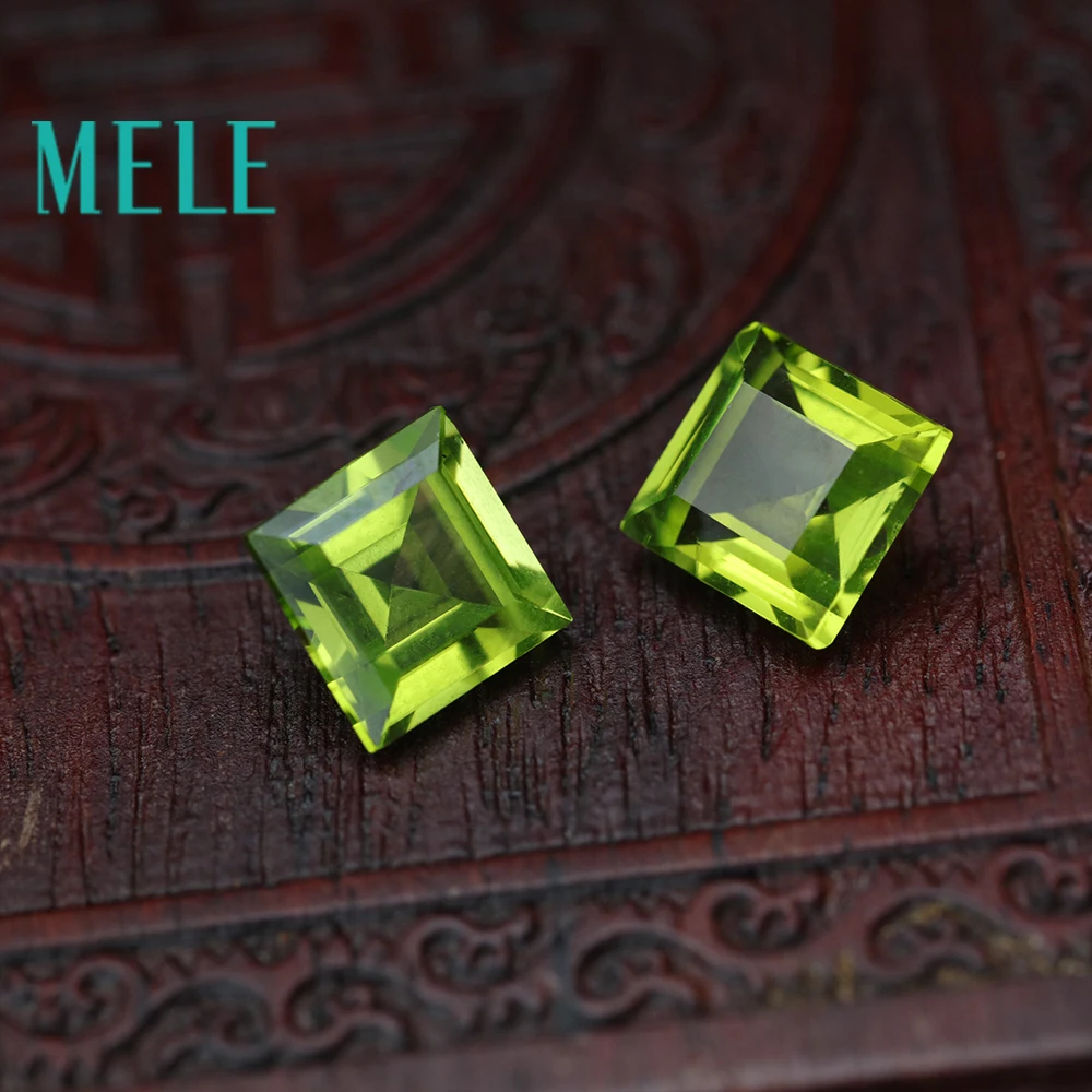 Натуральный камень Перидот MELE для ювелирных изделий 7 мм x квадратный зеленый