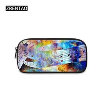 ZRENTAO 3D musical print cosmetic pouch polyester multi function pencil case school supplies for students stationery store bag