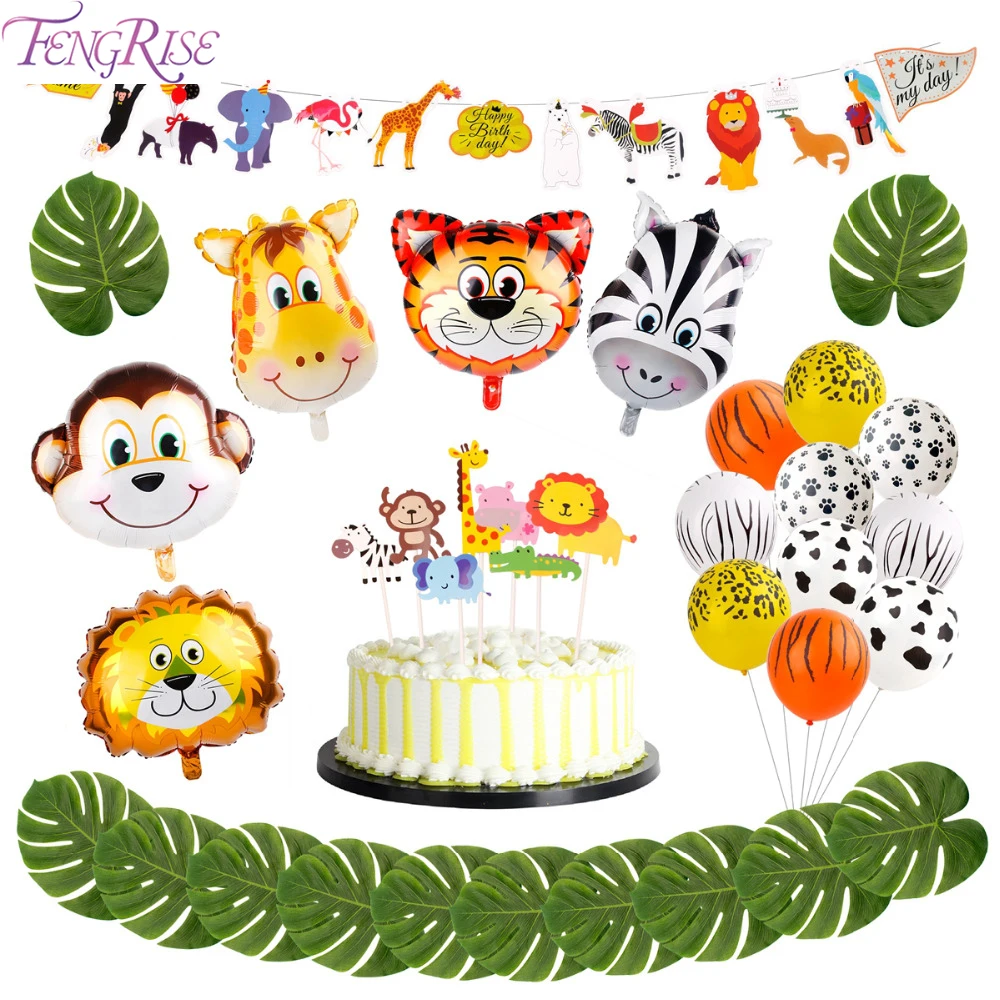 FENGRISE, 12 шт., DIY, Детские маски с животными, маски для дня рождения, вечеринки на день рождения, декоративные Детские джунгли, вечерние для вечеринки в стиле сафари, декор для детей