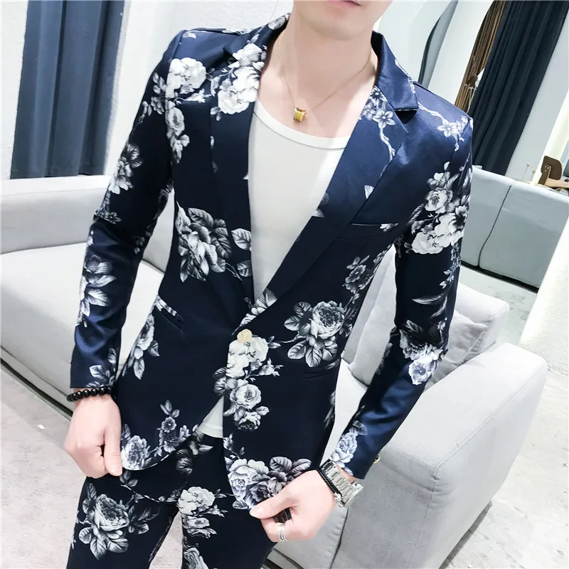 2019 New Men Suit 2 Piece Set Slim Design Men Suit Jacket and Pants Asian Size 2XL 3XL Business Banquet Men Dress Sets