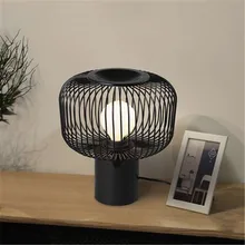 Современная модная Светодиодная настольная лампа из кованого железа креативная прикроватная лампа для спальни художественная клетка для птиц дизайнерские Настольные светильники