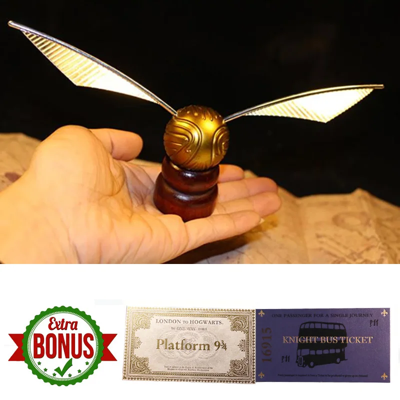 

Harri Potter Golden Snitch with Hogwarts London Express Replica Train Ticket and Knight Bus Ticket