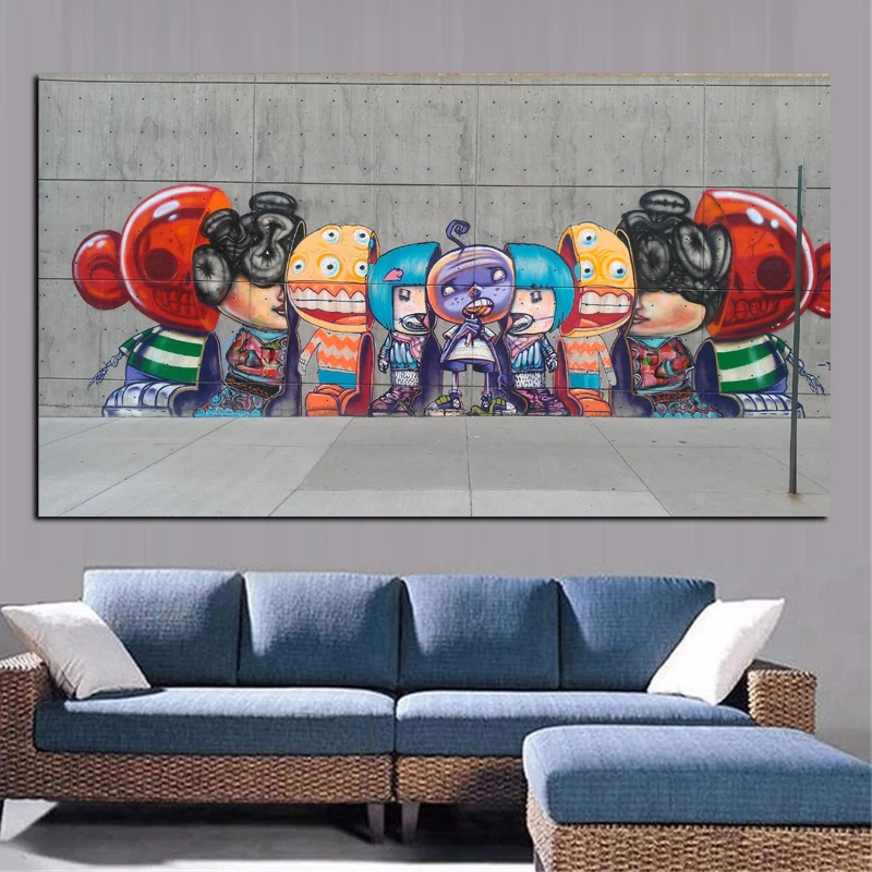 Graffiti Banksy Canvas Painting Street Pop Art Utopia Painting 3D Cartoon Figure HD Prints Wall Picture for Living Room Cuadros (3)