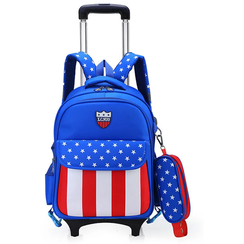 

Children Wheeled School Bag for Boys Girls Kids Trolley Backpack Waterproof Book Bags with 2 wheels rucksack rolling mochilas