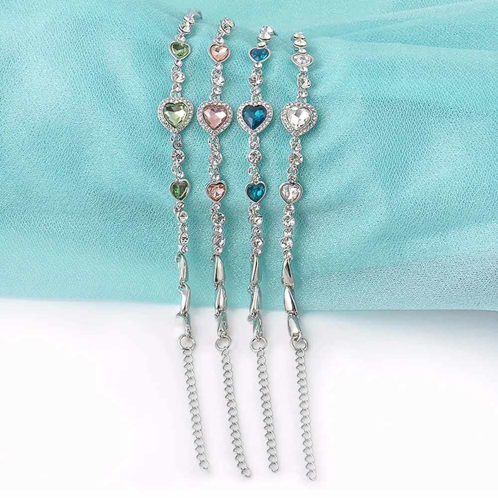 IPARAM горячие женские дамы браслет из горного хрусталя океан синий браслет цепь сердце ювелирные изделия подарок