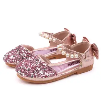 

New Princess Shoes for Girls Sequins Party Dance Shoes Children Bowknot Single Princess Shoes Sandals
