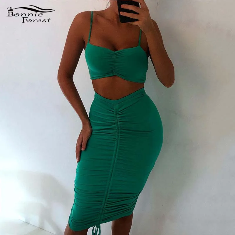 

Bonnie Forest Fashion Womens Ruched Bandage Two Pieces Skirt Set Two Piece Sexy Sheath Bandage Dress Night Out Vestidos Clubwear