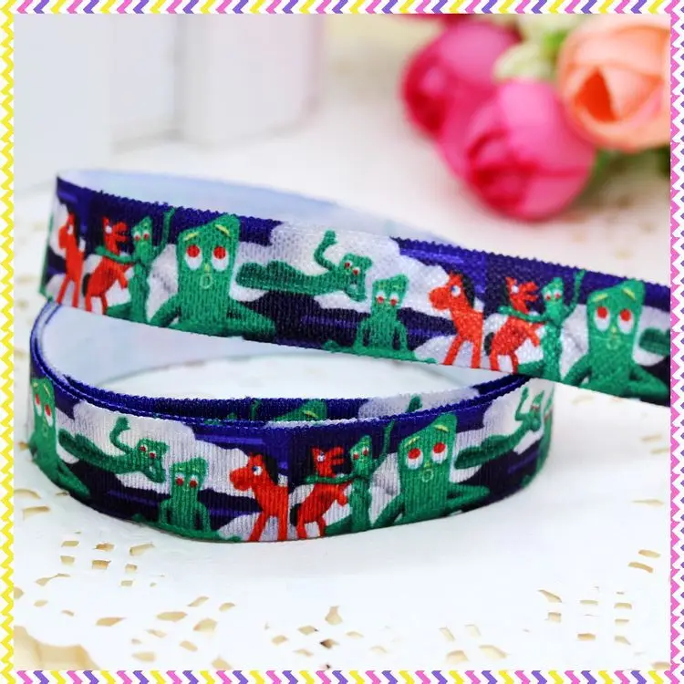 

DHK 5/8'' 5yards Fold Over Elastic FOE cartoon printed headband headwear hair band diy decoration OEM Wholesale C315