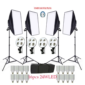 

Russian Free 16 LED Photo Studio Softbox kit 4 light stand 4 light holder 4 softbox 1pc carrying bag video lighting kit soft box