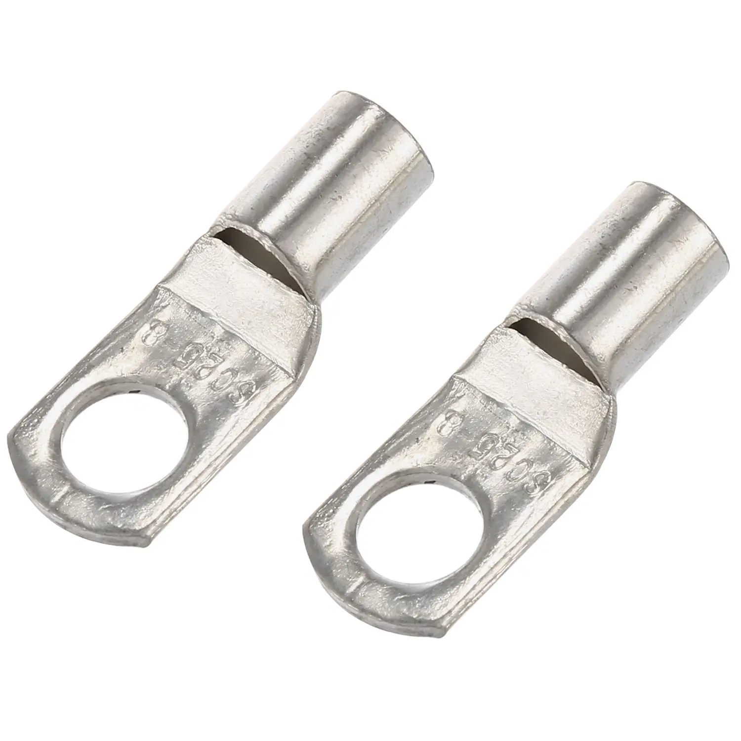 

High quality 10pcs/Pack Copper Tube 25Mm x 8Mm Lug Battery Starter Cable Welding Crimp Terminal Ring Crimp Terminal Connector