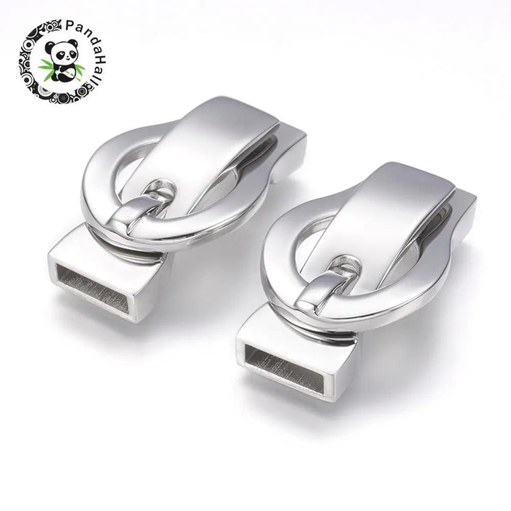 304 Stainless Steel Clasps, Rectangle, Stainless Steel Color