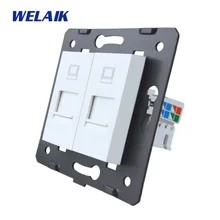 WELAIK EU-standard Two-компьютерная розетка-DIY-части-две стены-компьютерная розетка-без стекла-панель A82COW/B