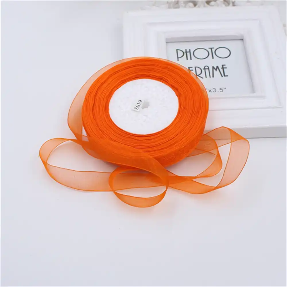 Prasent 3 mm 50 m Satin Double Face Ribbon Roll Orange 