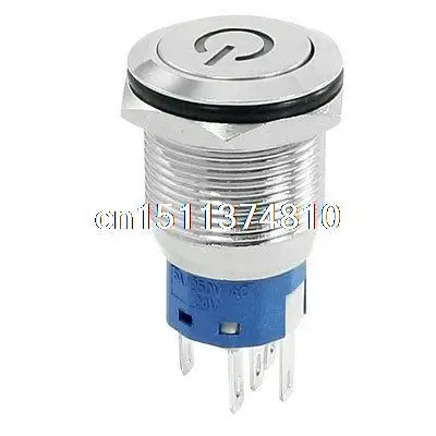 

Blue LED Light 24V Latching Metal Flat Button Switch 1NO 1NC AC 250V 5A