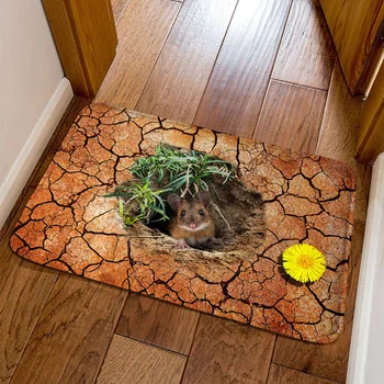

New Fashion 3D Mouse Hole Print Doormat Home Modern Hallway Floor Mat Cartoon Children Room Anti-slipe tapis Free Shipping