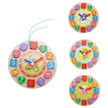 

4 Models Puzzles 1Pcs/Set Animal Cartoon Educational Toy For Children Digital Wooden Clock Beaded Drop Shipping