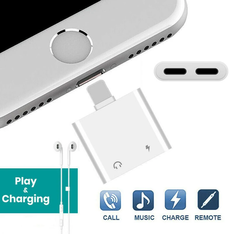

2 In 1 Headphone Audio Jack And Charger Adapter Splitter For iPhone 7 8 Plus X For IOS 10.0 or Above Devices