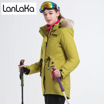 

LANLAKA NEW Brand Ski Jacket Women Waterproof Jacket High-Quality jackets Warm Lengthen 4 Color Optional Ski Jackets Female