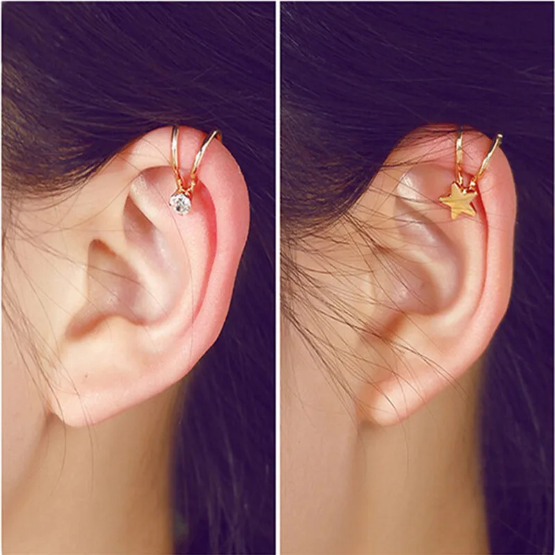 

Fashion Pearl Star Cross Charms Punk U-Shaped Cartilage Ear Clip on Earrings Cuff Earrings No piercing-Clip Crystal Jewelry