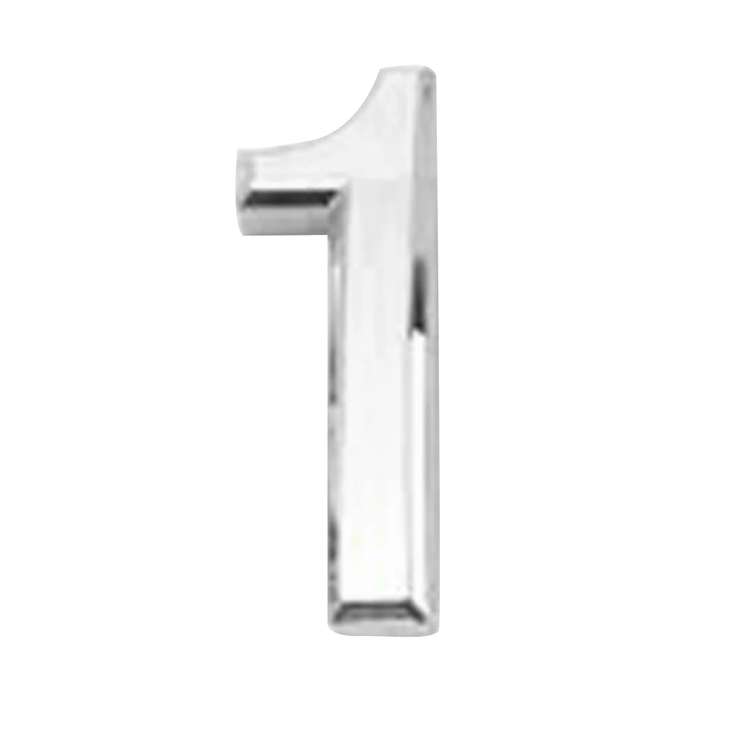 3D Silver Wall Sticker Door Number Self-Adhesive House Numeric Digit Figure Plate for house hotel number plate Wall Decor Sign 1