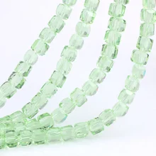 Olingart quadrado 3/4/6/8mm áustria grânulos de cristal charme grânulos de vidro cor verde solto espaçador grânulo para fazer jóias diy