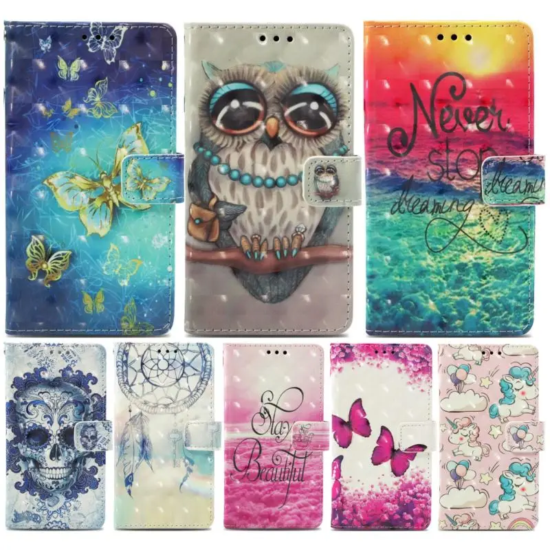

Luxury Leather Flip Case for Sony Xperia XZ2 XZ Premium Ultra Compact XA1 XA2 XZ1 L2 Z5 Butterfly Skull Flower Cover Case P03Z