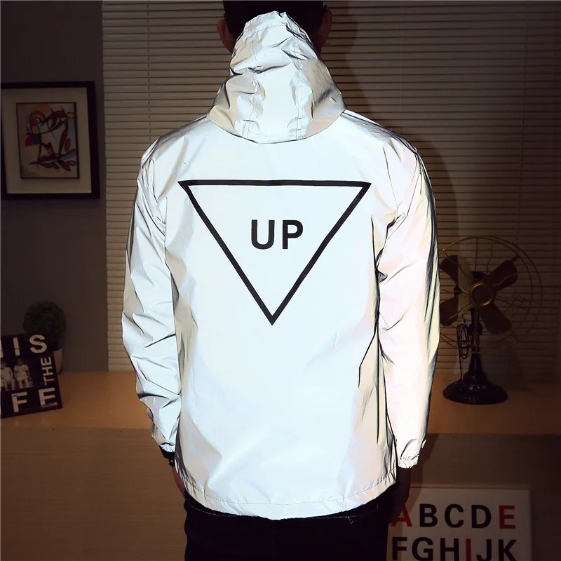 Buy hiphop windbreaker Men jacket casual reflective