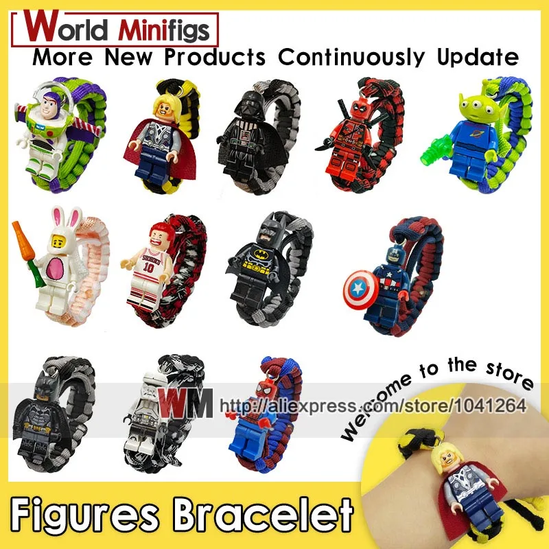 

New Bracelet Decorative watch Building Blocks Bricks captain America batman Buzz Lightyear Thor Darth Vader Gift Kids Toys