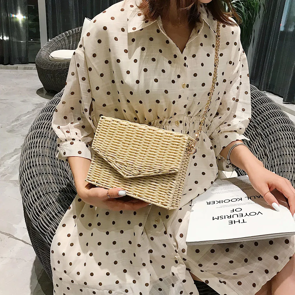 

Women's Bag Fashion Casual Weave Crossbody Bag Shoulder Bag Small Square Bag Solid Color Bolsa Feminina De Ombro Vintage 50