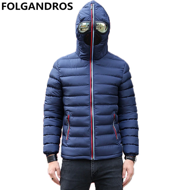 Men Winter Jackets Warm Parkas With Glasses Brand Coats Fashion Design