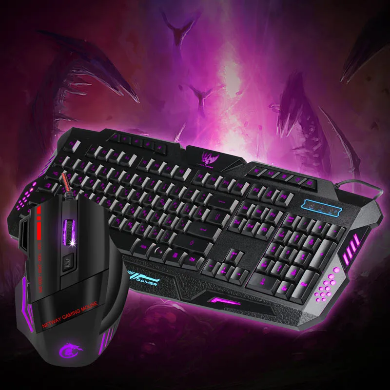 

Professional Gaming Keyboard Mouse Combo Backlit LED Colorful Game Keyboard Mouse Set OD889