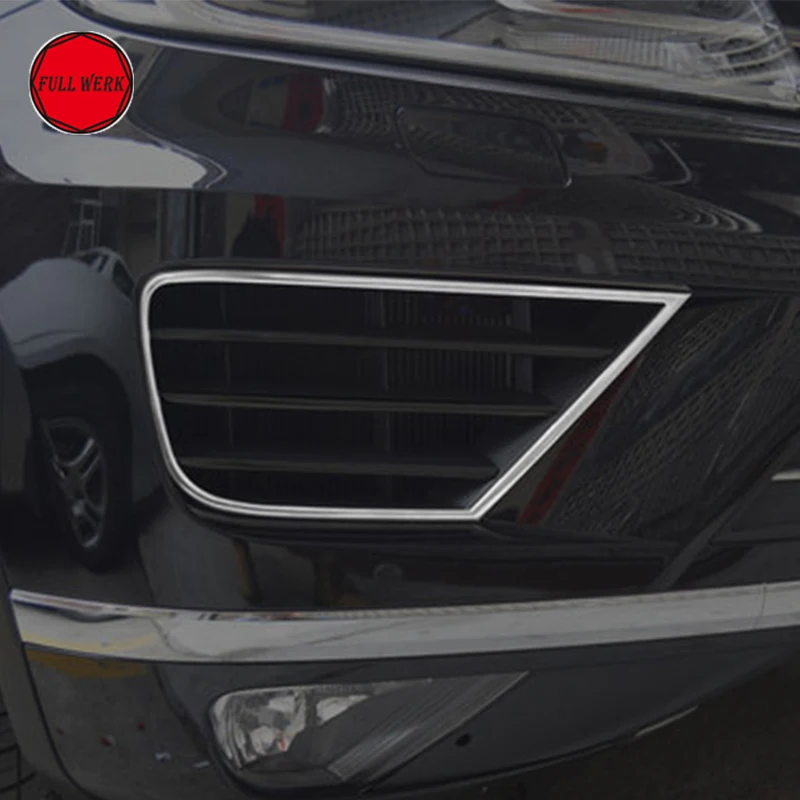  Stainless Steel Car Front Fog Lamp Trim Strips for VW Touareg 2016 2017 2018 Auto Lights Decoration
