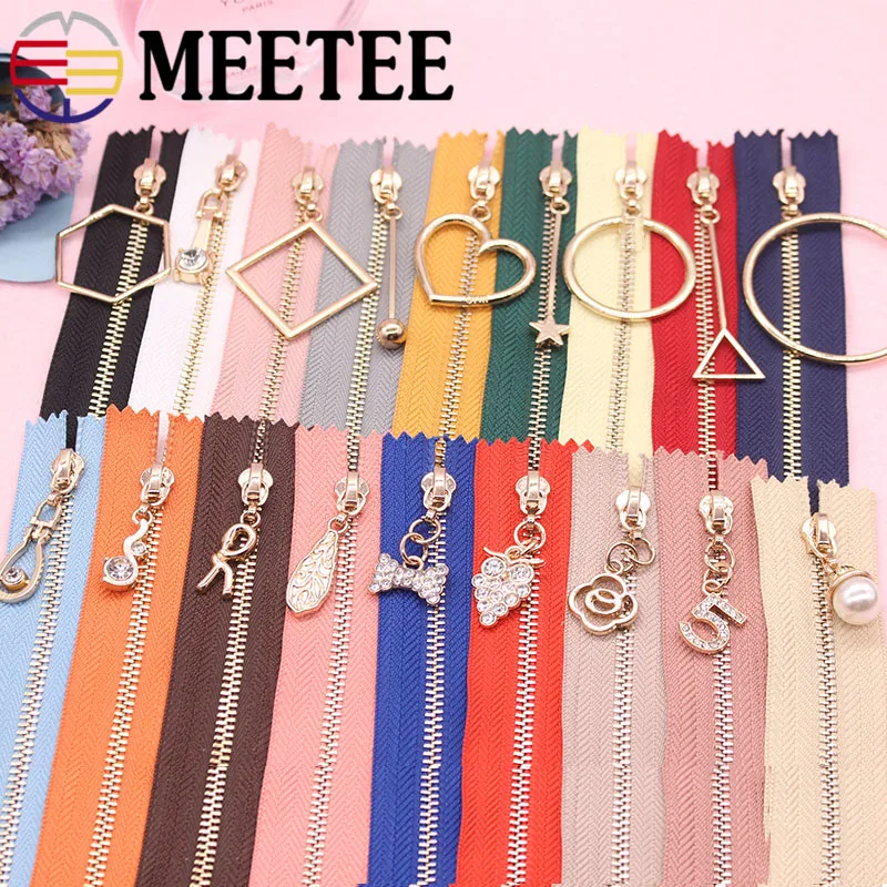 

2pcs Meetee 50cm 3# Metal Zipper Close-end Zippers Pull Zip Head DIY Sewing Manual Bag Luggage Lock Clothing Accessories