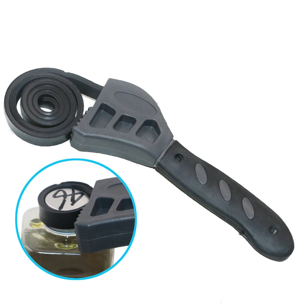500 мм универсальный гаечный ключ черный резиновый ремешок регулируемый гаечный ключ открывалка инструмент для ремонта автомобиля ручной инструмент 21 см