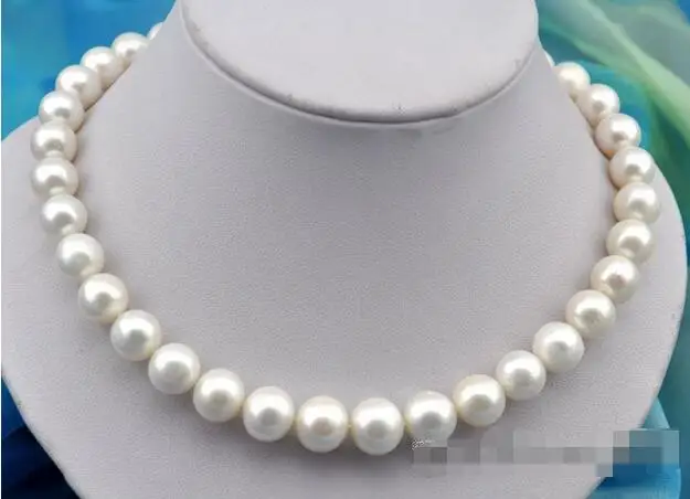 

Hot selling free shipping******** 17"13mm round white freshwater pearl necklace 925silver clasp