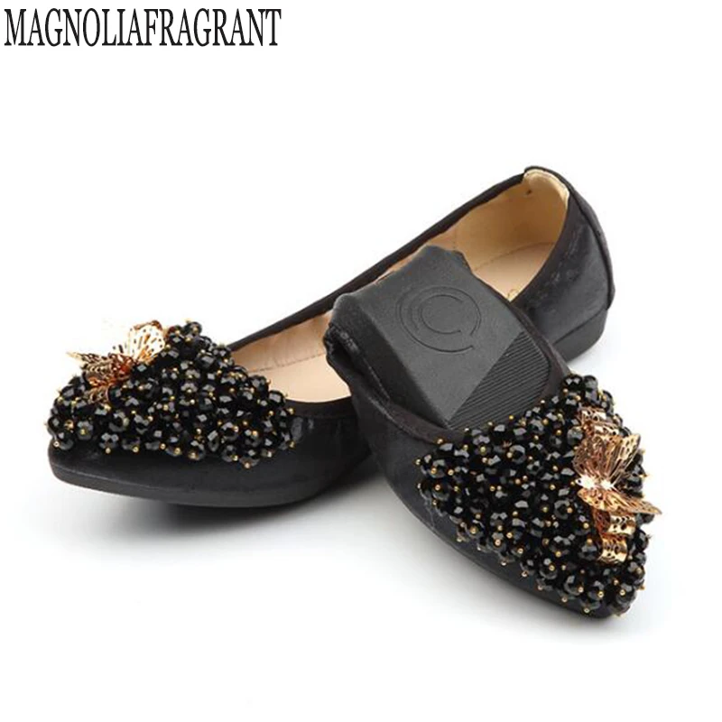 

new Plus Size 35-44 Women Flats Beaded Shoes Woman Loafers Summer Fashion Sweet Flat Casual Shoes Women Zapatos Mujer c449