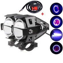 2PCS 12V universal motorcycle headlight led 125w 3000lm motorbike headlights u7 cree Chip led Driving Fog Spot Head Light Lamp