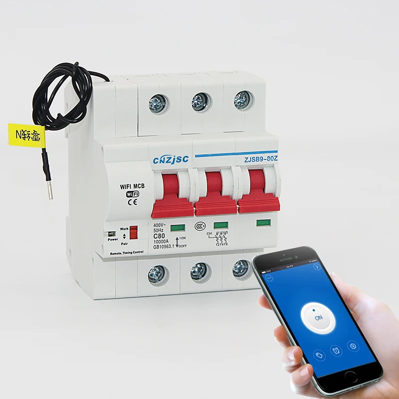 

3P 80A WiFi Smart Circuit Breaker overload and short circuit protection with Amazon Alexa and Google home for Smart home