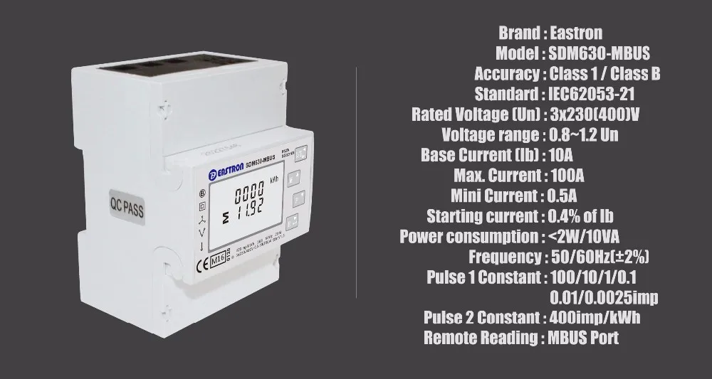 SDM630 Mbus. Трехфазный измеритель энергии M-bus lcd и сенсорные кнопки, Импульсные и RS485 Mbus выходы не MID