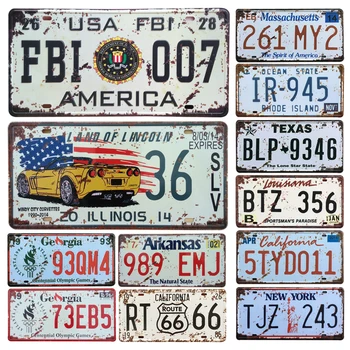 

New United States Car Metal License Plate Vintage Home Decor Tin Sign Bar Pub Garage Decorative Metal Sign Metal Painting Plaque