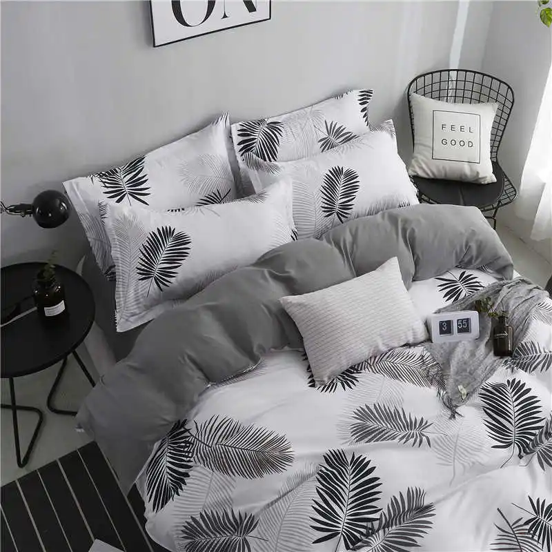 Kaufen Liv Esthete Mode Pastoralen Grau Blatt Bettwäsche Set Doppel Königin König Bettwäsche Duvet Abdeckung Flache Blatt Kissenbezug Für erwachsene